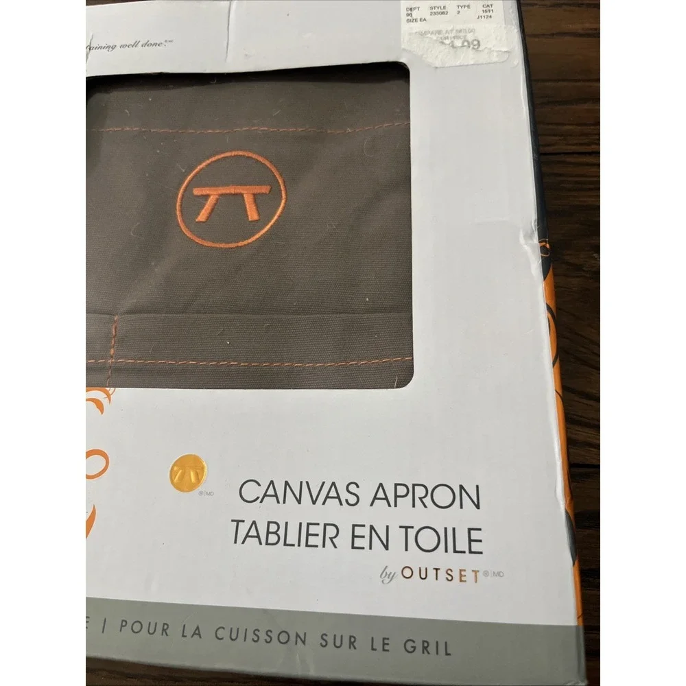 OutSet Griller's Choice Canvas Grill Apron Brown Orange Stitching